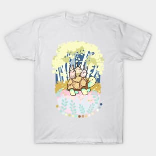 Three cute bunnies and turtle T-Shirt